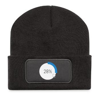 Blauer Fortschritt Ring IT Software PC Computer  - Recycelte Patch Beanie - Dunkelgrau - Vorne