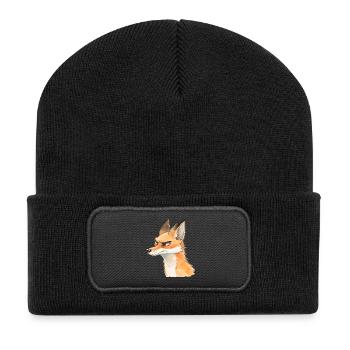 Grim Fox Watercolor – Cute Animal Design - Recycled Patch Beanie - black - Front