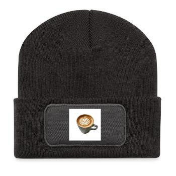 Latte Heart Art Mug Design - Beanie recyclé à patch - charbon - Devant
