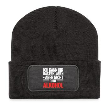 Ich erkläre es – aber ohne Alkohol - Recycelte Patch Beanie - Dunkelgrau - Vorne