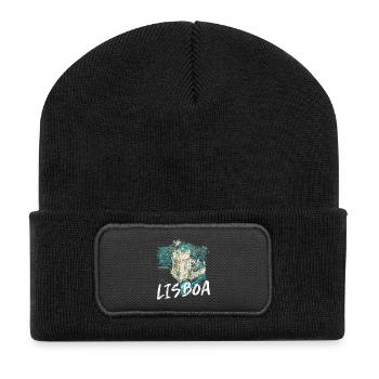 Tour de Belém et Tage à Lisbonne, vue du ciel - Beanie recyclé à patch - noir - Devant