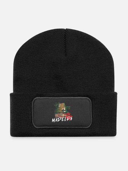 Maison traditionnelle de l'île de Madère - Beanie recyclé à patch - noir