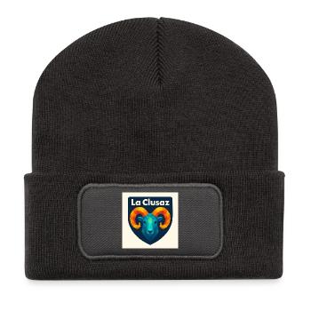 La Clusaz Geometric Ram Crest - Beanie recyclé à patch - charbon - Devant