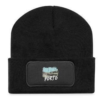 Porto Douro boats rabelo illustration - Recycled Patch Beanie - black - Front