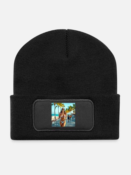 Sonnenstrand Fitnesslauf - Recycelte Patch Beanie - Schwarz
