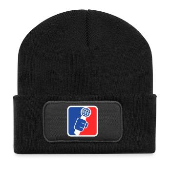Microphone Check League Icon – Sportfan - Recycelte Patch Beanie - Schwarz - Vorne