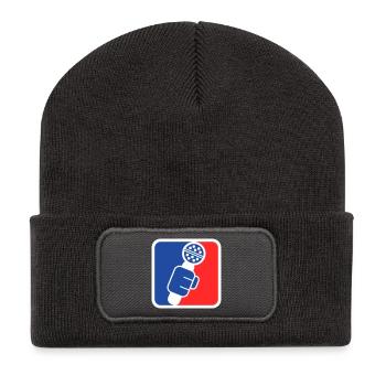 Microphone Check League Icon – Sportfan - Recycelte Patch Beanie - Dunkelgrau - Vorne