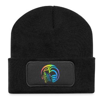 Tortue et océan multicolore - Beanie recyclé à patch - noir - Devant