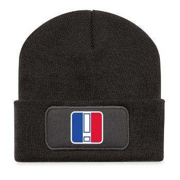 Exclamation League Icon – Sportfan Design - Recycelte Patch Beanie - Dunkelgrau - Vorne