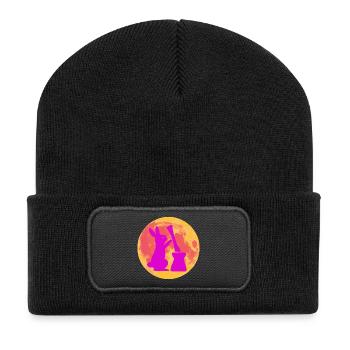 Gâteau de riz Moon Bunny Stomps – Full Moon Design - Beanie recyclé à patch - noir - Devant