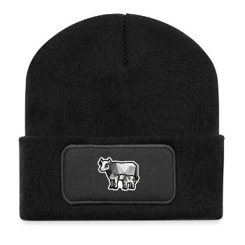 Cow and Calf – Geometric Minimal Design - Recycled Patch Beanie - black - Front