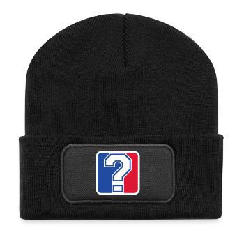 Question Mark League Icon – Sportfan - Recycelte Patch Beanie - Schwarz - Vorne