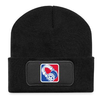 Headphones League Icon – Sportfan Design - Recycelte Patch Beanie - Schwarz - Vorne