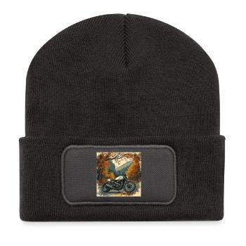 Quiet Luxury Motorcycling Poster - Recycelte Patch Beanie - Dunkelgrau - Vorne