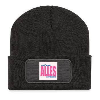 Nachdenklich Sprüche Gedanken - Recycelte Patch Beanie - Dunkelgrau - Vorne