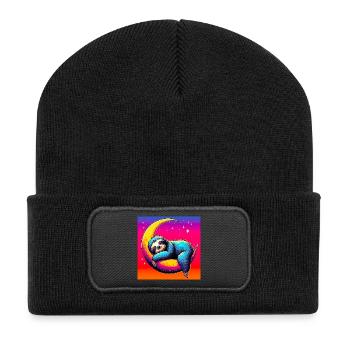 La paresse dort sur la Lune - Beanie recyclé à patch - noir - Devant