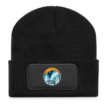 Wave in Surf Magic Patch - Recycled Patch Beanie - black - Front