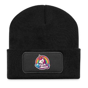 Licorne contre les nazis Licorne arc-en-ciel - Beanie recyclé à patch - noir - Devant