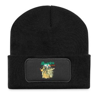 Peneco Albufeira Strand Illustration Algarve - Recycelte Patch Beanie - Schwarz - Vorne