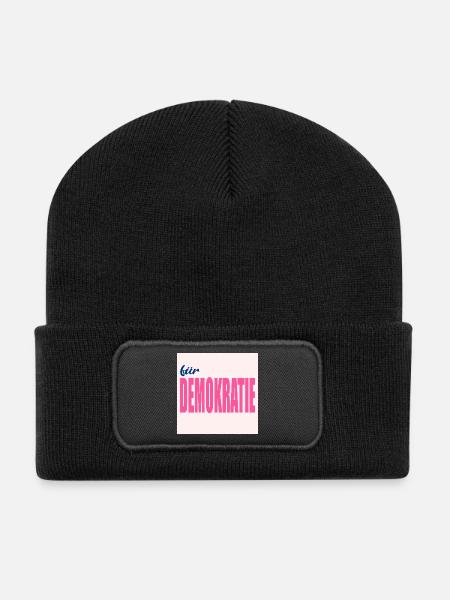 FÜR DEMOKRATIE WERTE - Recycelte Patch Beanie - Schwarz