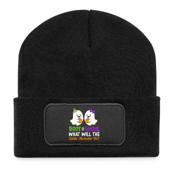 Gender Reveal Halloween Babyshower - Recycled Patch Beanie - black - Front