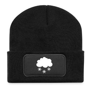 Nuage de neige avec flocons de neige - Beanie recyclé à patch - noir - Devant