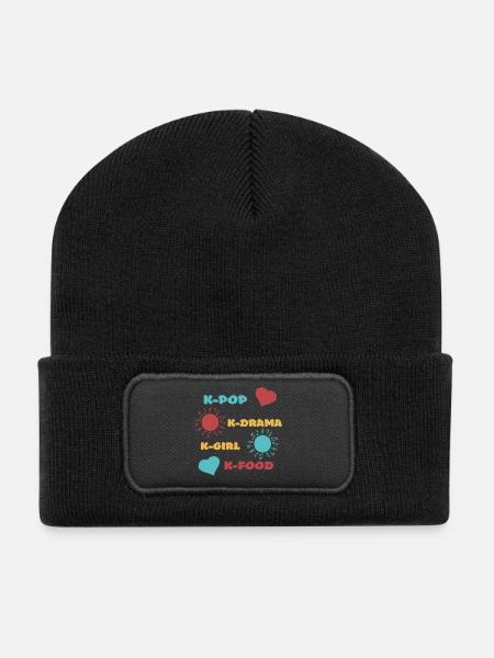 K-pop k-drama 3 couleurs custom - Beanie recyclé à patch - noir