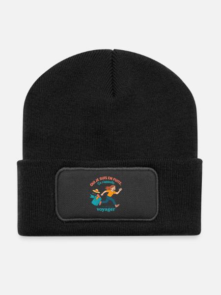 I'm on the run. It's called traveling. - Recycled Patch Beanie - black