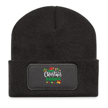Weihnachts-Squad. Weihnachten heiraten - Recycelte Patch Beanie - Dunkelgrau - Vorne