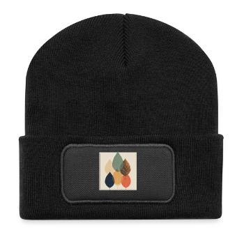 Herbstblatt-Mosaik: Retro-Palette - Recycelte Patch Beanie - Schwarz - Vorne