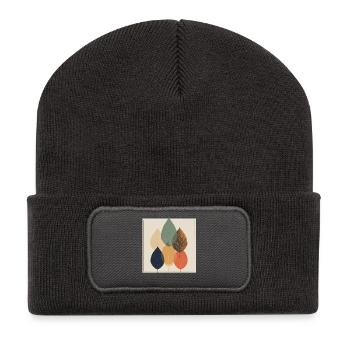 Herbstblatt-Mosaik: Retro-Palette - Recycelte Patch Beanie - Dunkelgrau - Vorne