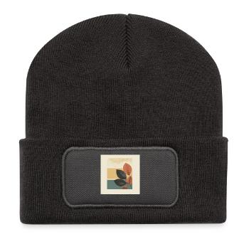 Herbst-Blatt-Block-Collage - Recycelte Patch Beanie - Dunkelgrau - Vorne