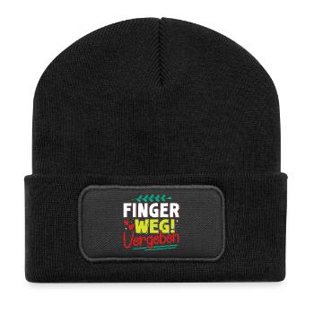Malle FINGER WEG VERGEBEN Lustiges - Recycelte Patch Beanie - Schwarz - Vorne