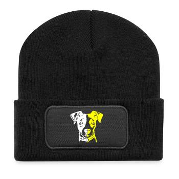Jack Russel Terrier Hund Kopf - Recycelte Patch Beanie - Schwarz - Vorne