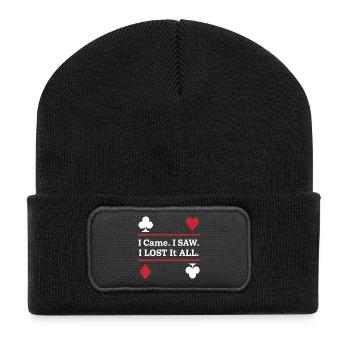 Ich kam. Ich sah. Ich verlor alles – Spielkarten - Recycelte Patch Beanie - Schwarz - Vorne