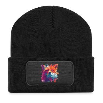 Intense_Fox_Face_Abstract_Painting - Beanie recyclé à patch - noir - Devant