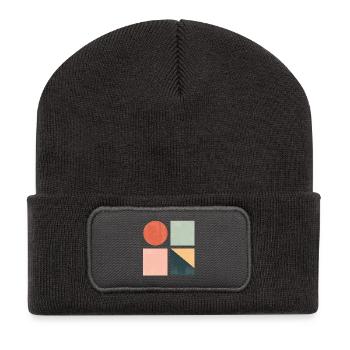 Formes géométriques minimales — Art abstrait moderne - Beanie recyclé à patch - charbon - Devant