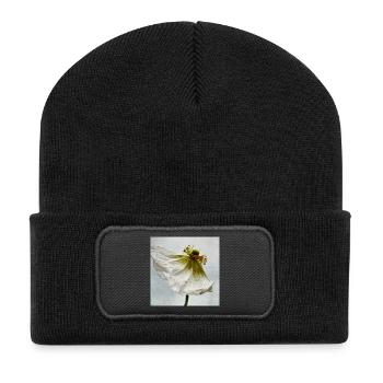 Coquelicot blanc - Beanie recyclé à patch - noir - Devant
