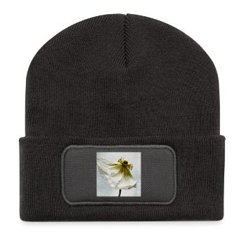 White Poppy - Recycled Patch Beanie - dark grey - Front