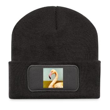 Flamant - Beanie recyclé à patch - charbon - Devant