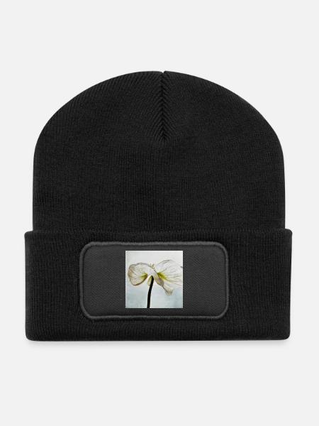 Fleur de pavot blanc - Beanie recyclé à patch - noir