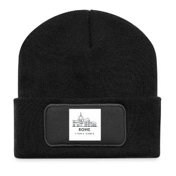 Rome Line Art Silhouette Point de repère - Beanie recyclé à patch - noir - Devant
