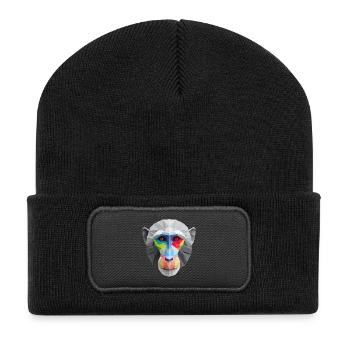 Farbiges Low-Poly Affengesicht Logo Art Design - Recycelte Patch Beanie - Schwarz - Vorne