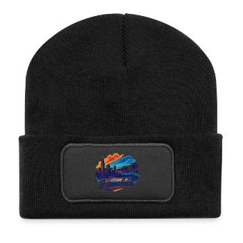 Honolulu Waikiki Hauptstadt Hawaii Aloha Geschenk - Recycelte Patch Beanie - Schwarz - Vorne