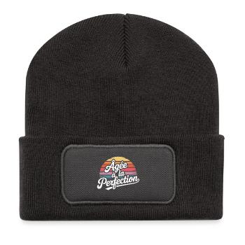 Bis zur Perfektion gereift - Recycelte Patch Beanie - Dunkelgrau - Vorne