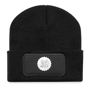 Koffein: Kein Morgen oder Abend, nur Kaffee - Recycelte Patch Beanie - Schwarz - Vorne