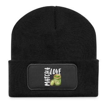Matcha Love Matcha Latte Spruch Sprüche Geschenk - Recycelte Patch Beanie - Schwarz - Vorne