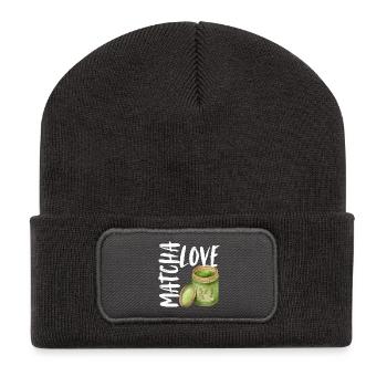 Matcha Love Matcha Latte Dicton Dictons Cadeau - Beanie recyclé à patch - charbon - Devant