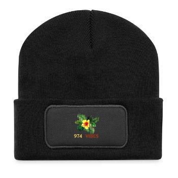 Tropical Hibiscus 974 Vibes - Recycled Patch Beanie - black - Front