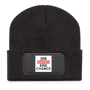 Gib Dates eine Chance - Recycelte Patch Beanie - Dunkelgrau - Vorne